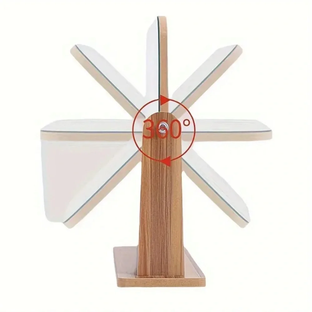 Rotating Vanity Makeup Mirror with Wooden Stand, For Daily Skincare & Makeup